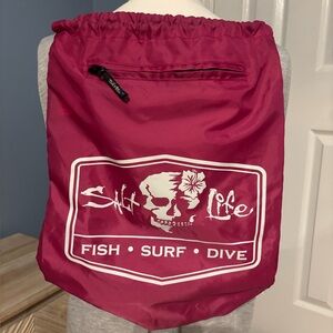 New Salt Life Fuchsia draw string, zip Swim Bag
